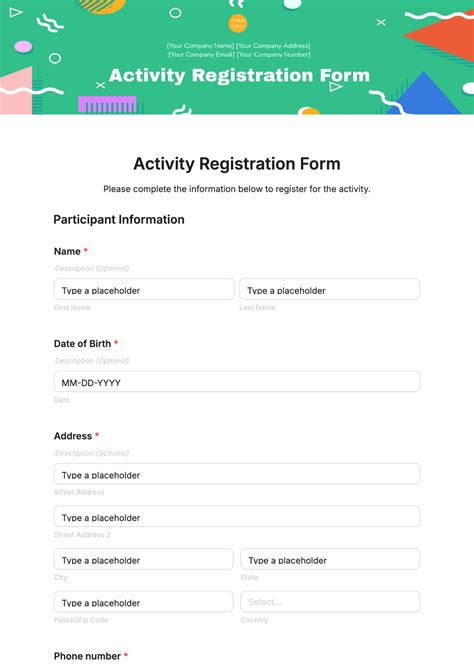 Activity Registration Information .
